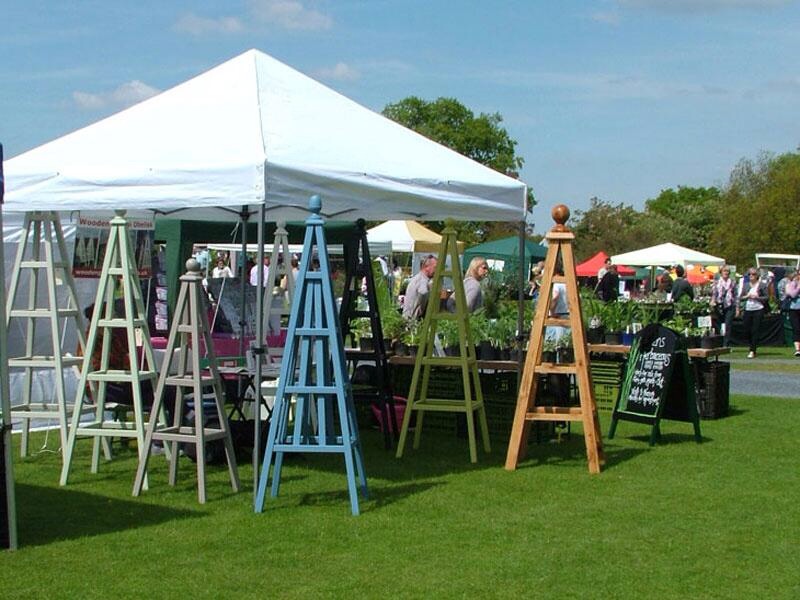The Wooden Garden Obelisk Company exhibiting at Helmingham Hall Plant Fair in 2013