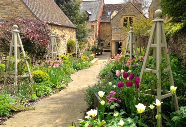  Wooden garden obelisks painted Stone Dark Cool from Little Greene Paint Company 
