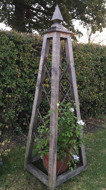 Oak Spire Obelisk with copper trellis