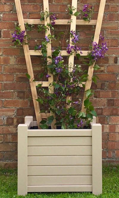 Square Wooden Garden Planter made from Accoya and painted London Stone by Farrow & Ball